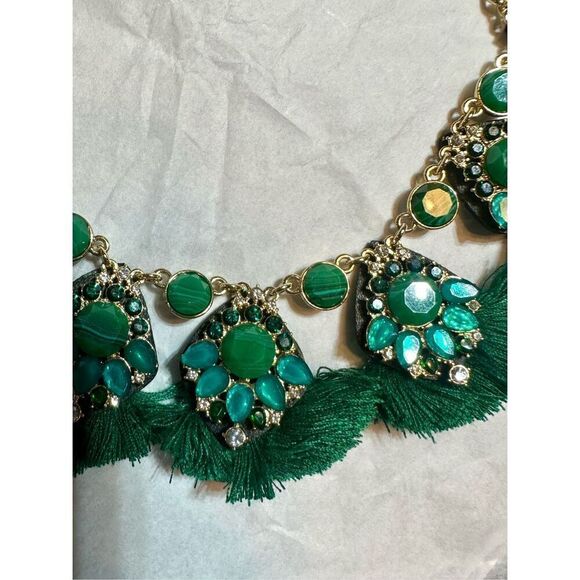 INC international concepts NEW green tassel necklace with gold tone chain - Picture 7 of 9